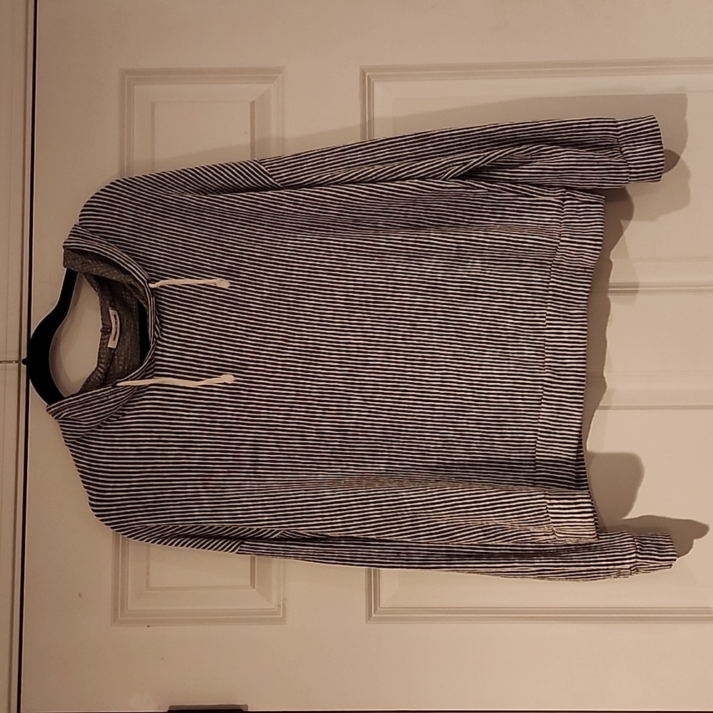 Olive green and white striped hoodie